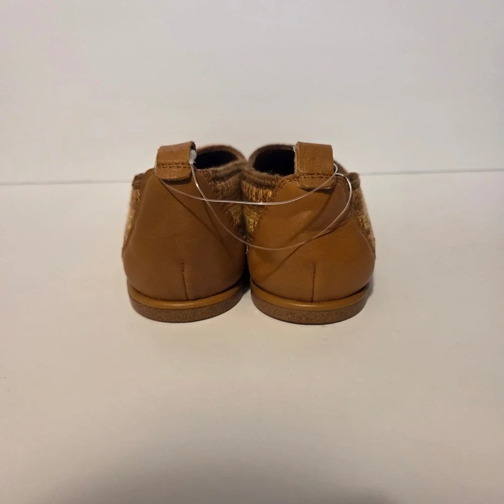 Lucky Brand Wylly Crochet Ballet Flats Tan Leather Woven Boho Shoes 9.5M